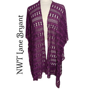 NWT Lane Bryant Duster Eggplant One Size Bathing Suit Cover Up Vacataion Spring